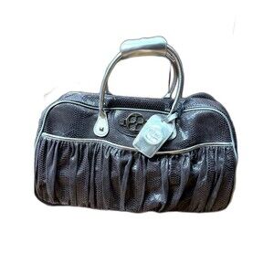 Iman Rolling Duffel Bag Luggage Travel Snakeskin Faux Leather